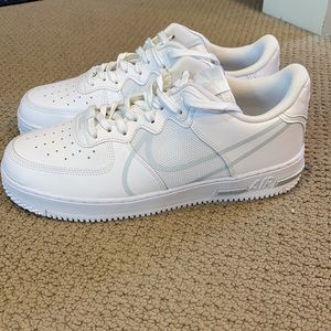 White Nike React Airforce 1s